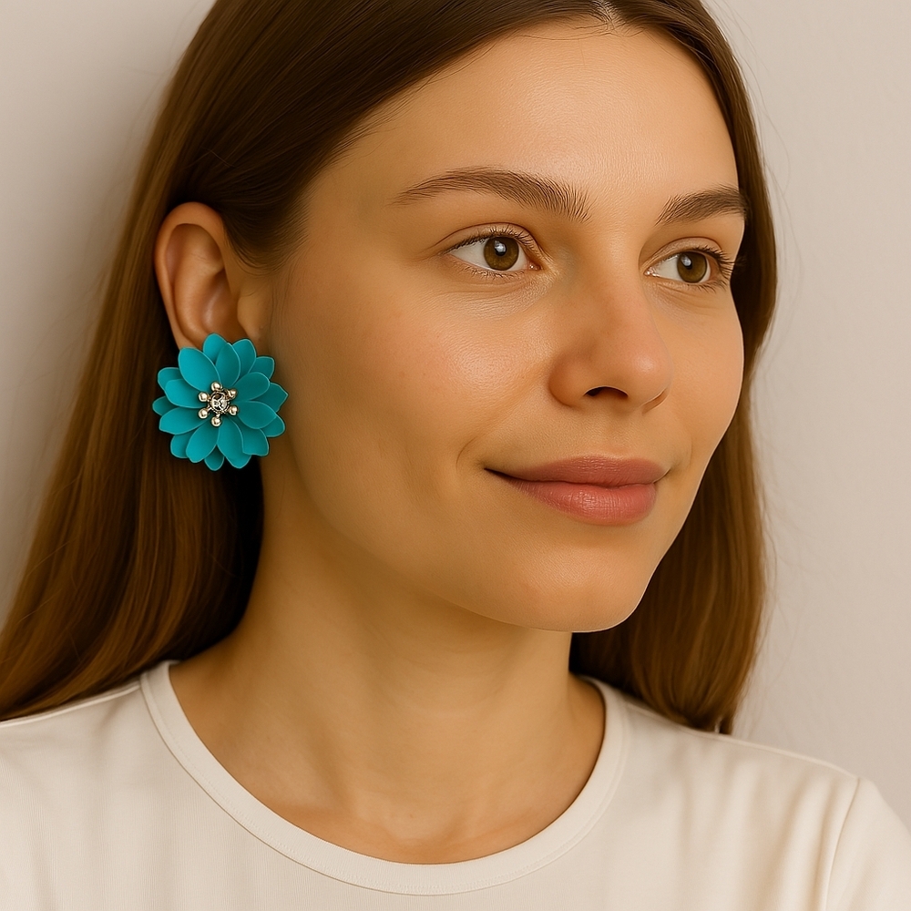 2/30$ Or‎ 3/$35 Elegant Blue Green Turquoise Floral Summer Earrings-(#0172)